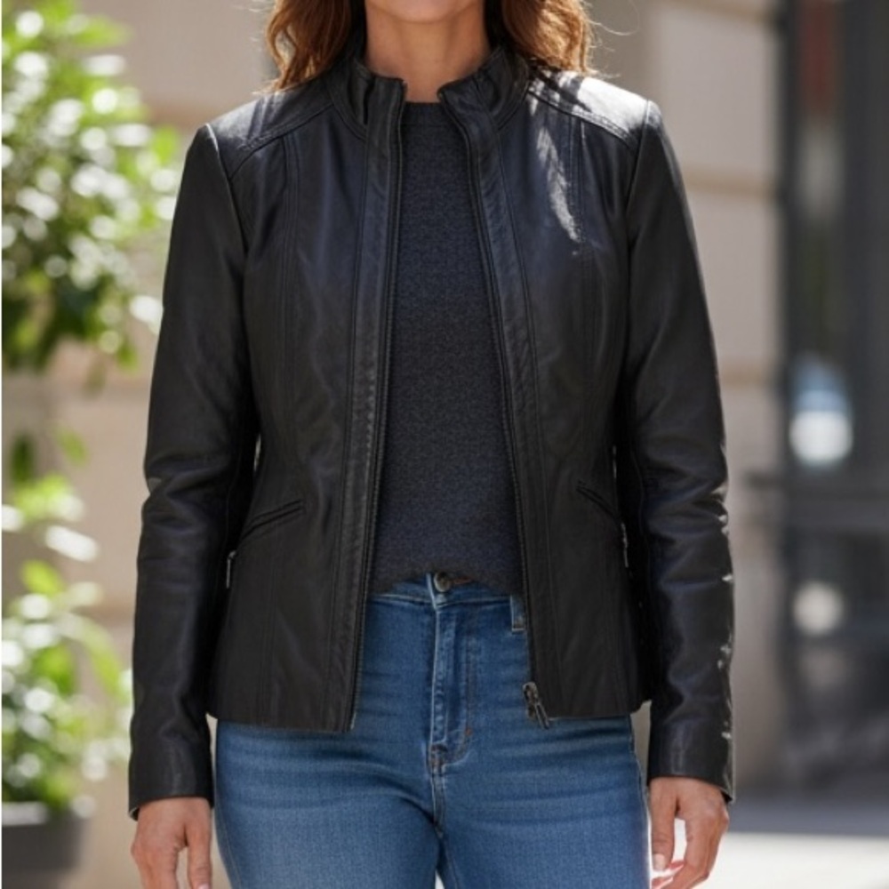 Avanti Black Leather Jacket – Like New – Size Small